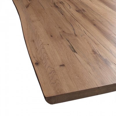 Mesa fija en madera maciza rústica con patas gruesas • ISMOBLE
