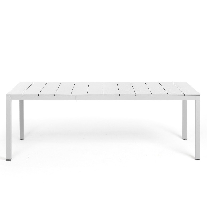 Mesa 140 cm. extensible 210 cm. aluminio bianco