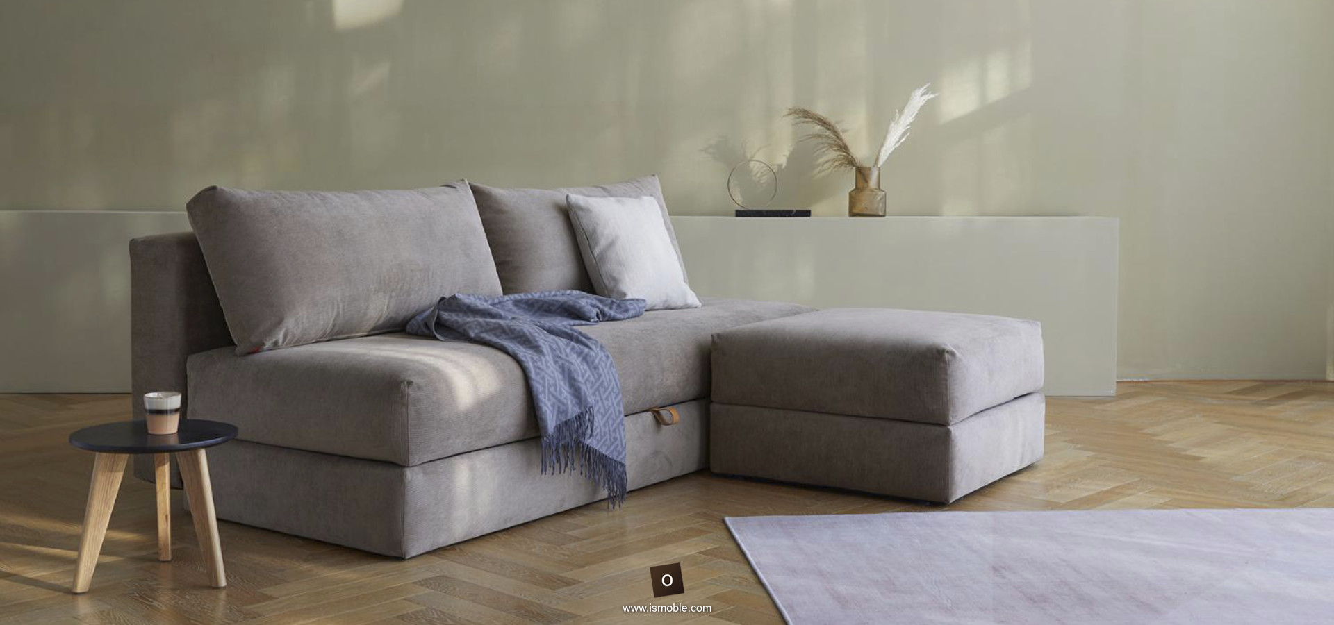 Sofá-cama de estilo minimalista con almacenamiento debajo del asiento
